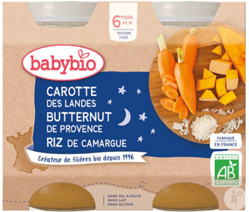 Babybio Bipack Karotte-Kürbis-Reis 2x200g