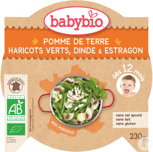 Babybio Mon P'tit Plat Kartoffeln, Grüne Bohnen Und Truthahnfleisch Mit Estragon 230g (50161)