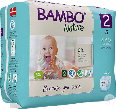 Bambo Nature Windeln Größe 2 S 3-6kg 30 Stück
