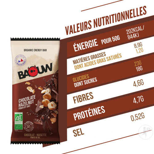 Baouw Energieriegel Bio Schokolade Haselnuss 12x50g-7