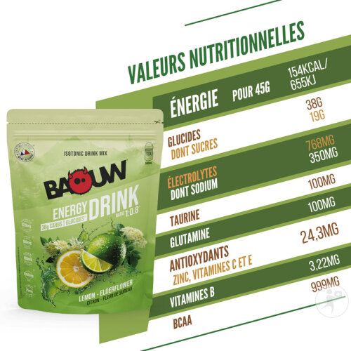Baouw Isotonisches Getränk Beutel Zitrone Holunderblüte 585g-7