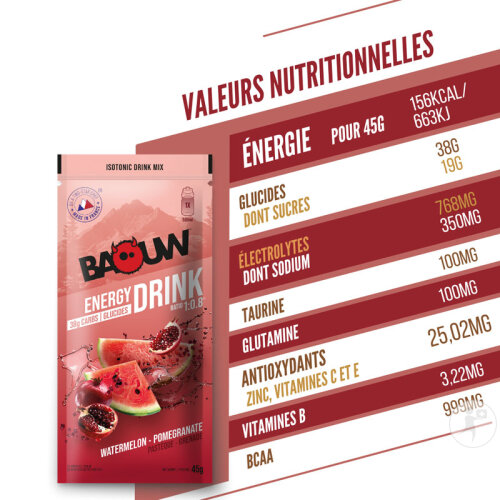 Baouw Isotonisches Getränk Sachet Wassermelone Granatapfel 45g-6
