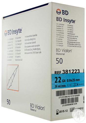 BD Insyte-W Venenverweilkatheter Mit Flügeln IV 22G 1“ 0,9x25mm Blau 50 Stück (381323)
