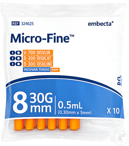 Embecta Micro-Fine+ Insulinspritzen 0,5ml 30G 5/16“ 8mm Stück 10 (324825)