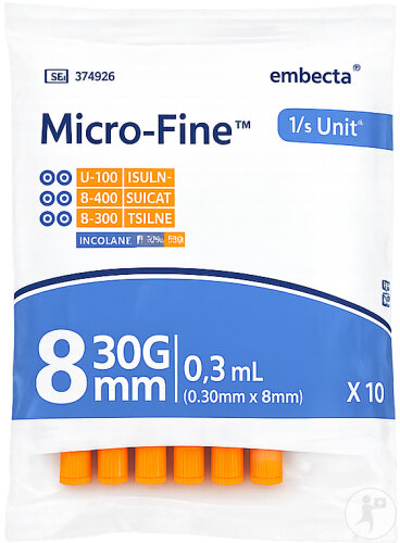 Embecta Micro-Fine+ Insulinspritzen 1/2 0,3ml 30G 5/16“ 8mm Stück 10 (320837)