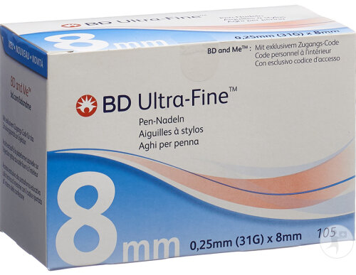 BD Ultra-Fine Pen-Nadeln 31G 0,25x8mm 105 Stück