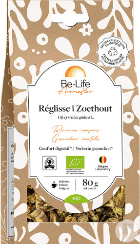 Be-Life Aromaflor Lakritze Geschnittene Wurzeln Transit Bio Beutel 80g