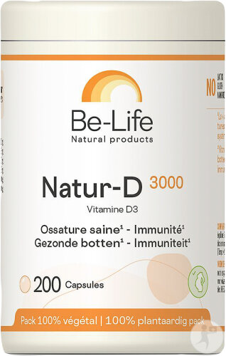 Be-Life Natur-D 3000 Nahrungsergänzung Gesunde Knochen Und Immunität 200 Kapseln