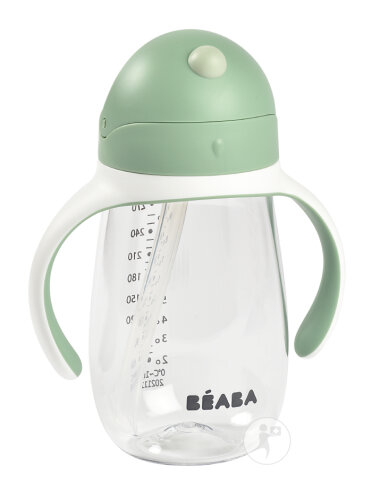 Béaba Trinkhalm Lernbecher Auslaufsicher Abnehmbare Griffe 300ml Salbeigrün 1 Stück-2