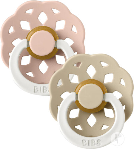 Bibs Bohemian Glow Schnuller Latex Rund Größe 2 Babys 6+ Monate Blush-Vanilla 2 Stück