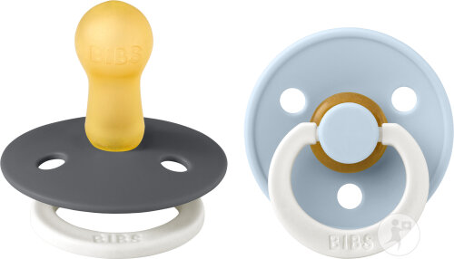 Bibs 2 Schnuller Duo Glow In Dark Iron/Baby Blue 2 Stück