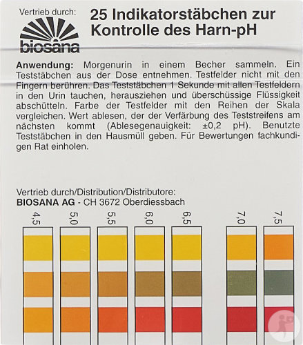 Biosana Indikatorstäbchen Zur Kontrolle Des Harn-pH 25 Stück