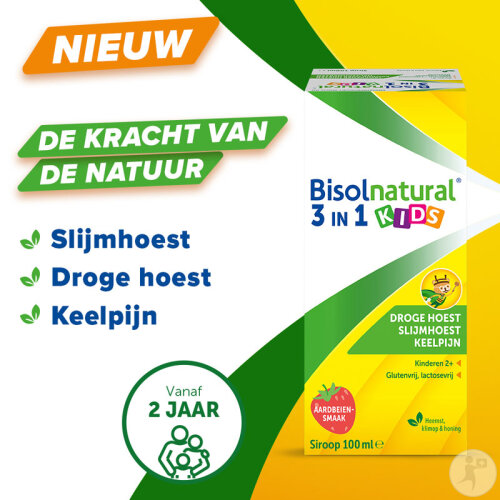 Bisolnatural Kids Sirup Trockener/Produktiver Husten/Halsschmerzen Flasche 100ml
