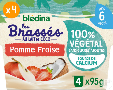 Blédina Les Brasses Apfel Erdbeere Mit Kokosmilch Ab 6 Monaten 4x95g