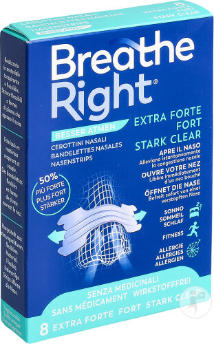 Breathe Right Nasenstreifen Extra Stark Clear 8 Stück