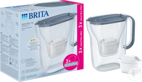 Brita Filterkaraffe Style Essential Stone Blue 1 Stück + Maxtra Pro 3 Stück