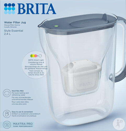 Brita Filterkaraffe Style Essential Stone Blue 1 Stück + Maxtra Pro 1 Stück