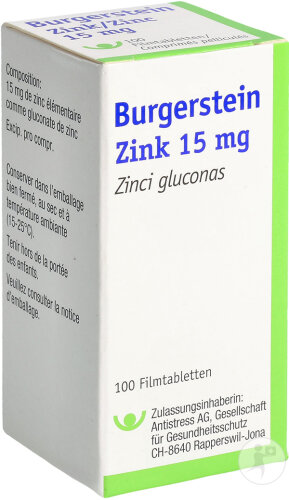 Burgerstein ZinkVital 15mg Nahrungsergänzungsmittel 100 Tabletten