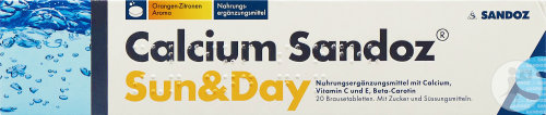 Calcium Sandoz Sun Und Day Orangen-Zitronen Aroma 20 Brausetabletten