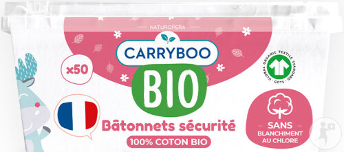 Carryboo Bio Baby-Wattestäbchen Bio-Baumwolle 50 Stück