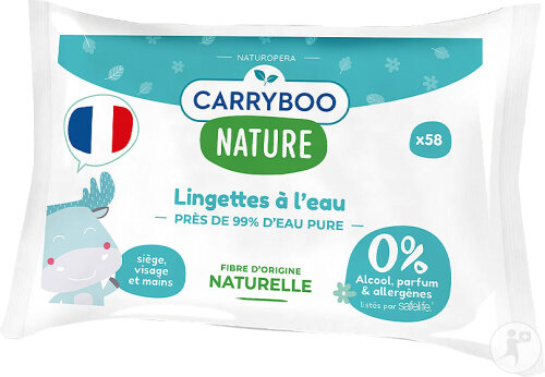 Carryboo Nature Feuchttücher Bio Calendula-Extrakt Auf Wasserbasis Parfümfrei 58 Stück