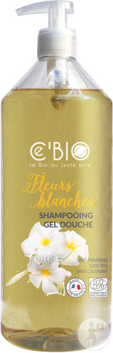 Cebio Shampoo Duschgel Weiße Blüten Bio Pumpflasche 1l