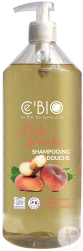 Cebio Shampoo Duschgel Weiße Pfirsiche Bio Pumpflasche 1l
