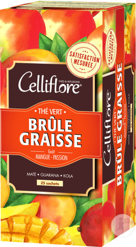 Celliflore Grüner Tee Fettverbrennung Mango-Passionsfrucht Geschmack 25 Teebeutel