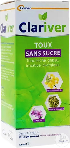 Clariver Sirup Trockener/Grauer/Irritierender/Allergischer Husten Zuckerfrei Flasche 120ml