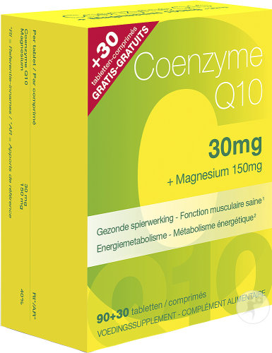 Coenzym Q10 + Magnesium Nahrungsergänzung Muskeln Promo Pack Tabletten 90 + 30 Gratis