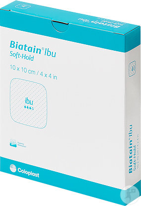 Coloplast Biatain Ibu Nicht Haftender Verband + Ibuprofen 10x10cm 5 Stück (4110)