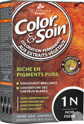 Les 3 Chênes Color & Soin Permanente Coloration Mit Pflanzenextrakten Farbe 1N Schwarz Ebène 1 Kit