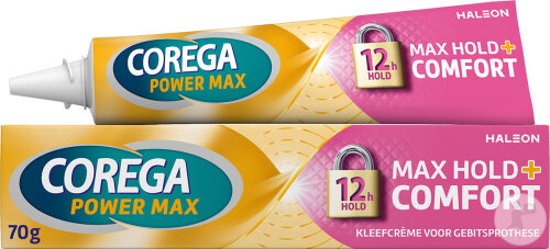 Corega Power Max Hold + Comfort Haftcreme Für Zahnprothesen Geschmacksneutral Tube 70g