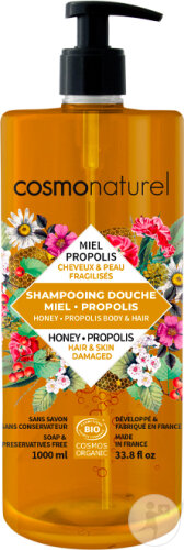 Cosmo Naturel Shampoo & Duschgel Honig Propolis Für Geschwächtes Haar Und Empfindliche Haut 1l