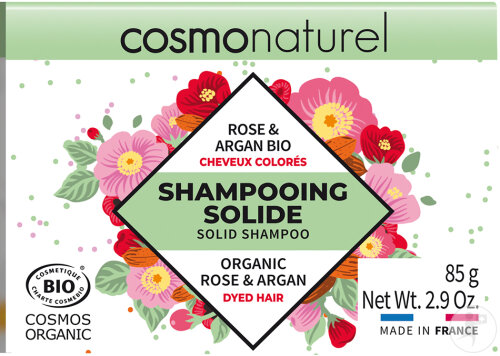 Cosmo Naturel Festes Shampoo Für Gefärbtes Haar Rose Argan Bio 85g