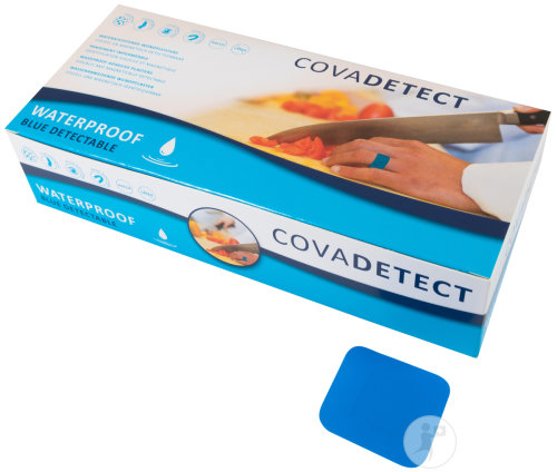 Cova Detect Sichtbares Wasserfestes Wundpflaster 38x38mm Blau 100 Stück (3838w)
