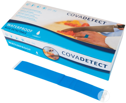 Cova Detect Sichtbares Wasserfestes Wundpflaster 3x18cm Blau 100 Stück (30180w)