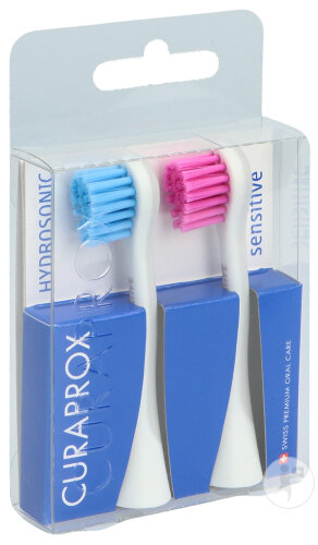 Curaprox Hydrosonic Ersatzbürsten Sensitive Blau-Rosa 2 Stück