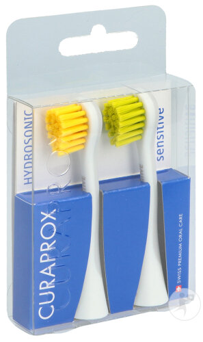 Curaprox Hydrosonic Ersatzbürsten Sensitive Gelb-Grün 2 Stück