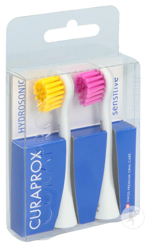 Curaprox Hydrosonic Ersatzbürsten Sensitive Gelb-Rosa 2 Stück