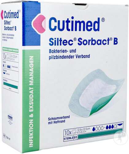 Cutimed Siltec Sorbact B Pflaster 12,5x12,5cm 10 Stück