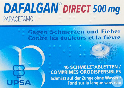 Dafalgan Direct 500mg Paracetamol Orangen-Geschmack 16 Schmelztabletten
