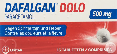 Dafalgan Dolo 500mg Paracetamol Orangen-Geschmack 16 Tabletten