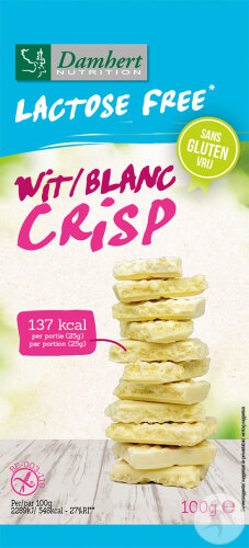 Damhert Lactose Free Witte Chocolade Crisp 100g