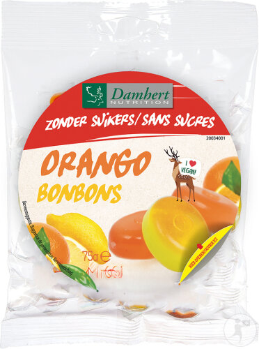 Damhert Orango Bonbons Orange-Zitrone Zuckerfrei 100g