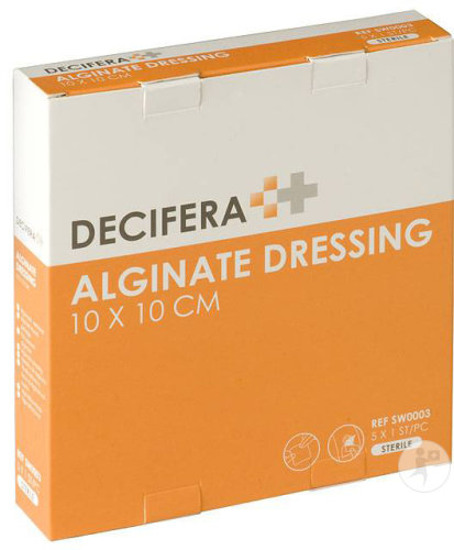 Decifera Alginaat Verband 10 x 10 cm 5 Stück (SW0003)