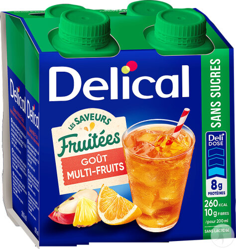 Delical Fruchtige Geschmacksrichtungen Zuckerfrei Multi-Frucht 4x200ml