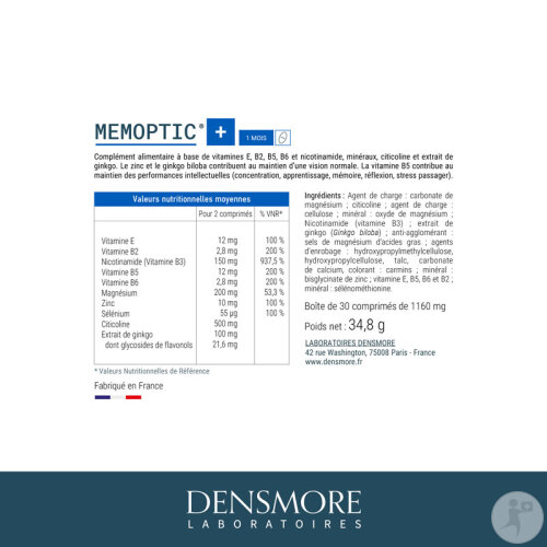 Densmore Memoptic+ Sehkraft Nahrungsergänzungsmittel 30 Tabletten-7