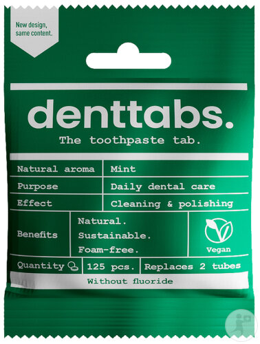 Denttabs Zahnpastatabletten Minze Ohne Fluorid 125 Stück