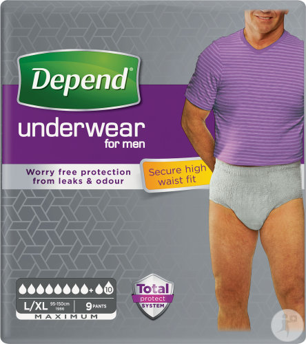 Depend Inkontinenzslips Unterwäsche Maximum Absorbing Herren Größe L/XL 9 Stück